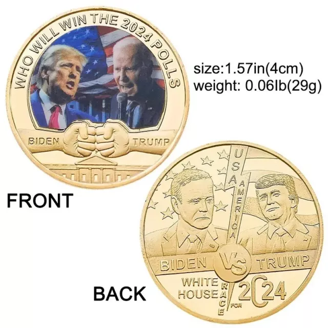 2024 USA Presidental Election Gold Coin Trump Biden