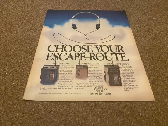 Ptrbk11 Advert 13X11 General Electric Stereo Radio Escape Portable