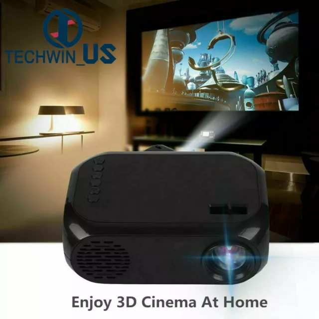 1080P HD Mini LED Projector Home Theater Cinema Multimedia USB AV HDMI US 3