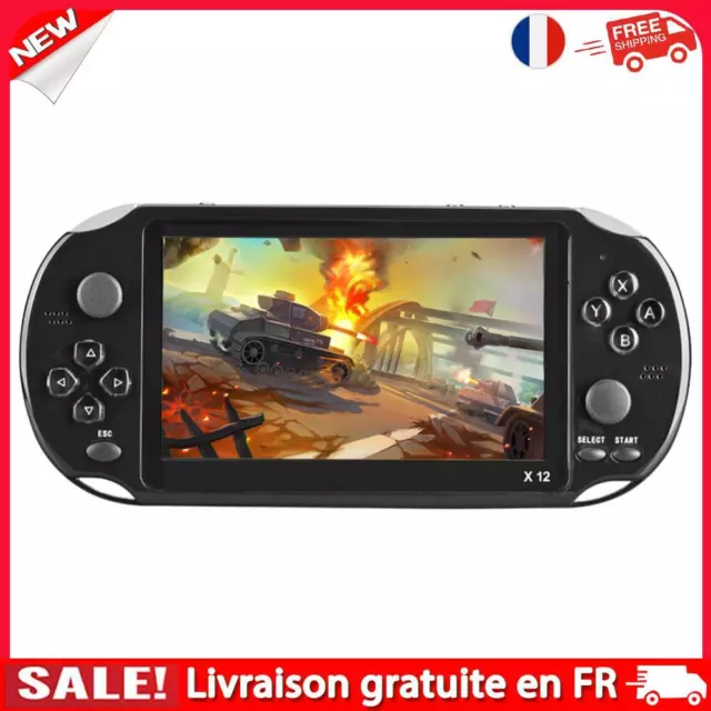 Console de jeu vidéo portable X12, 2500 jeux intégrés, écran de 5,1 pouces (noir