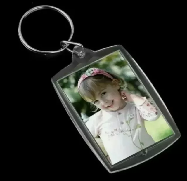 Photo Keyring Picture Frame Key Ring Key Tag Holder Transparent Blank Acrylic 2