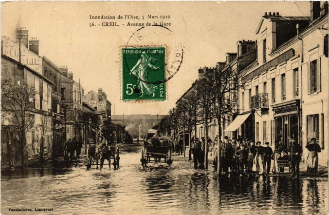 CPA AK Inondation de l'Oise-Creil Avenue de la Gare (424260)