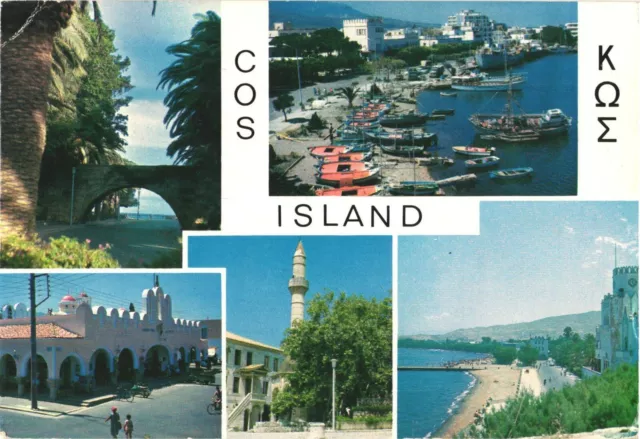 Arch, Market Scene, Port Area, Beach, Souvenir of Kos Island, Greece Postcard
