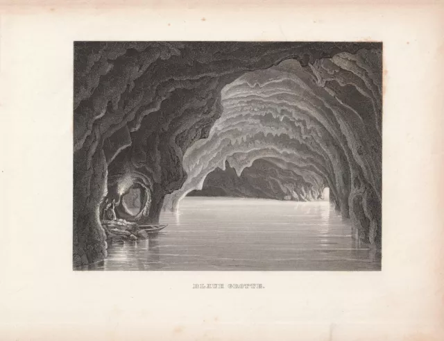 c1850 Blaue Grotte Capri Grotta Azzurra Italien Italia Stahlstich-Ansicht