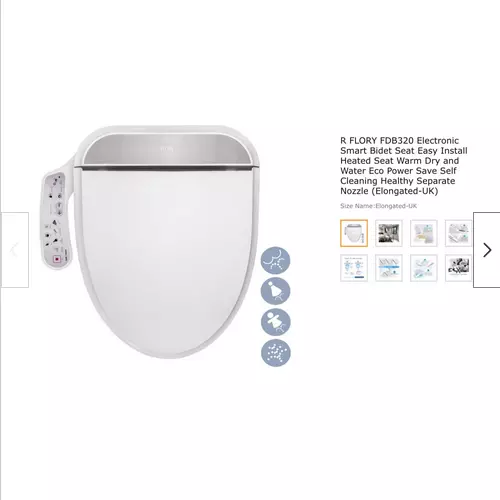 R FLORY FDB320 Electronic Smart Bidet Seat Heated Seat Warm Dry Water Eco Power