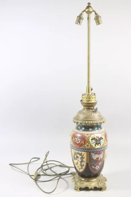 72cm japanische Vase Tischlampe Messing emailliert Cloisonne Japan (MÖ3379)