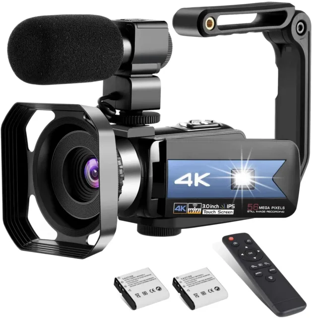 4K Camcorder Video Camera Vlogging Camera for YouTube 56MP IR Night Vision Time