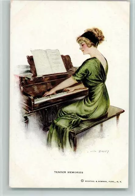 10545381 - Verlag Reinthal & Newman Nr. 430 - Frau am Klavier, gute Erhaltung