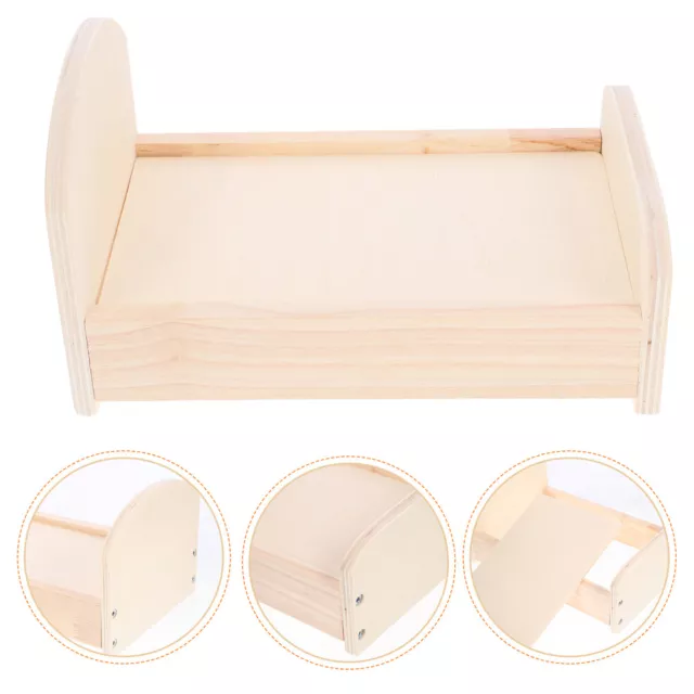 Doll House Furniture Wood Bed Model Mini House Furniture Adornment Mini House