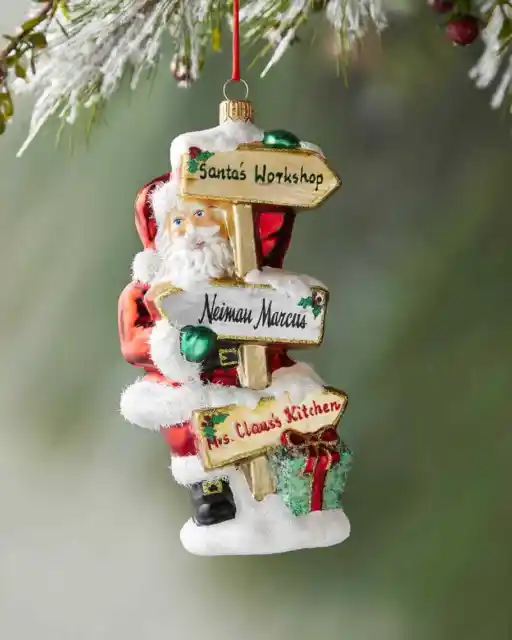 New Neiman Marcus Santa With Road Signs Christmas Ornament