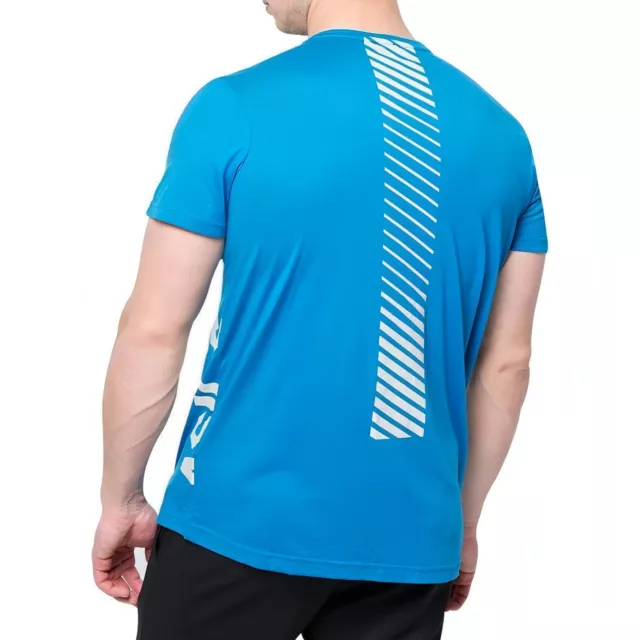 Asics Mens Essential DBL GPX Short Sleeve Training Top Blue Running Workout 2