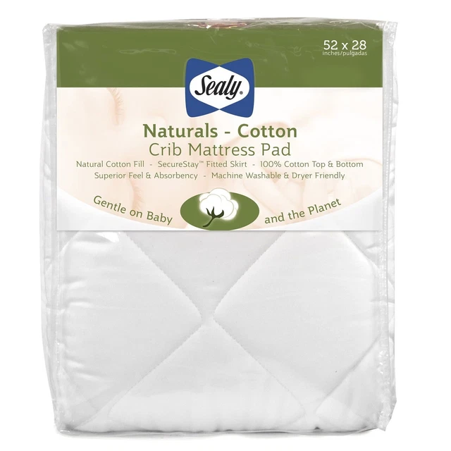 Almohadilla de colchón para cuna y niño pequeño acolchada Sealy Naturals