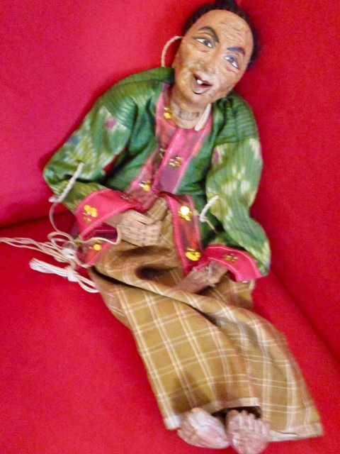 Antique Burmese Thai 22" Carved Wood Marionette Male String Puppet