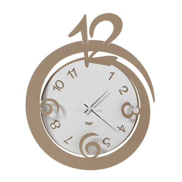 Arti e Mestieri Orologio da parete moderno Svirgola beige bianco