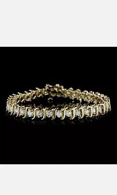 S-LINK 9Ct Moissanite Diamant Femmes Tennis Bracelet 14k or Jaune Plaqué