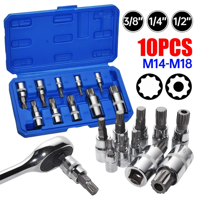 WINHOLDER TOOLS 10PC Triple Square Spline Bit Sockets M4 to M18 In ...