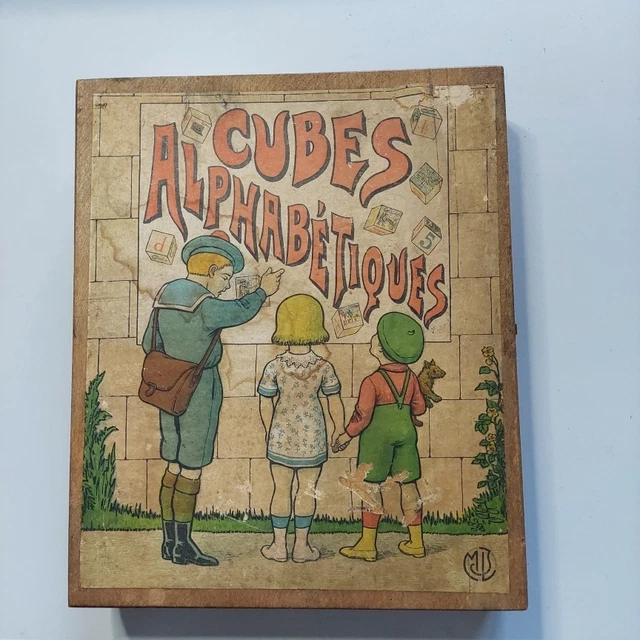 Jeu De Cubes Alphabétiques Anciens En Bois - Vers 1900 - France - Occasion à Restaurer