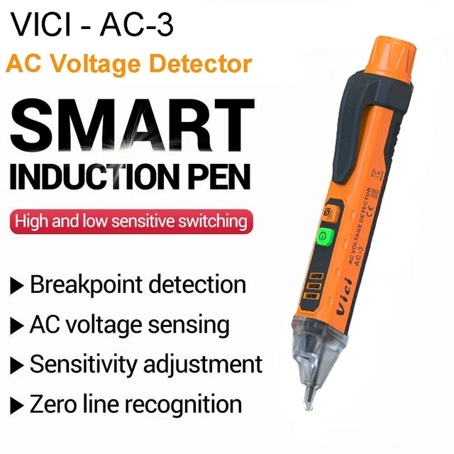 SWITCHABLE SENSITIVITY AC live wire test voltage Detector w/ sound