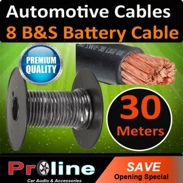 8 B&S Single Core Cable DUAL Battery System 12V 30 Meters Roll Black 8BS AU