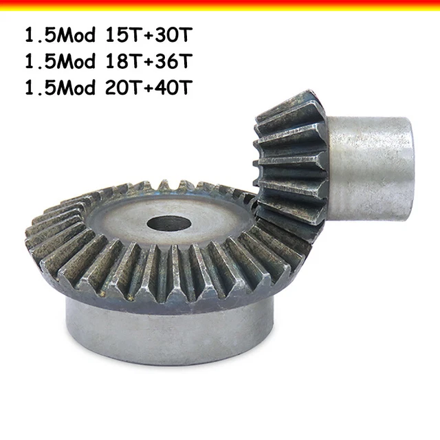 2:1 Ratio 1.5 Mod Straight Bevel Gear 45#Steel 90 Degree Transmission Gear 1Pair