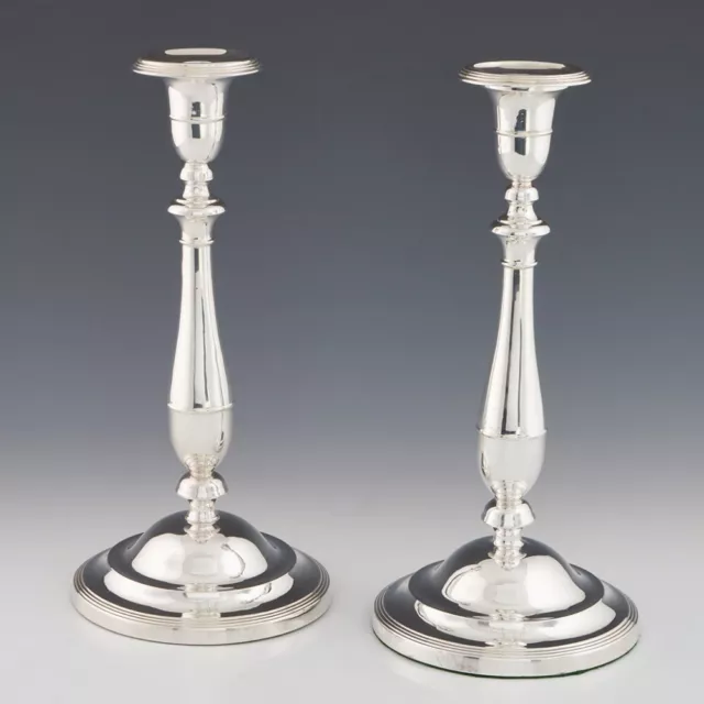 Pair of Elegant George III Sterling Silver Candlesticks 1799