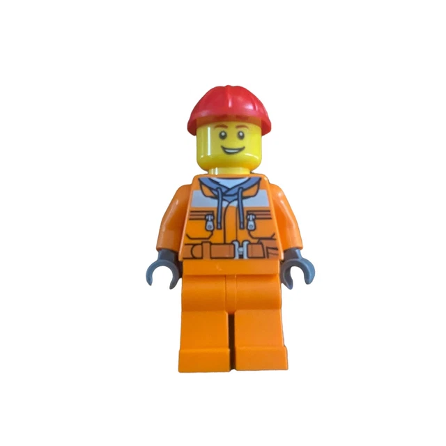 Lego Construction Worker Minifigure Orange Reflective Hoodie