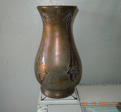 Silver Crest Decorated Bronze Vase Early 1900'S