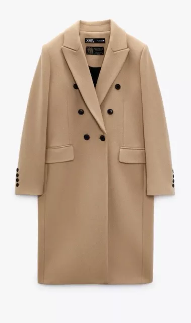 ZARA LADIES CAMEL Oversized Wool Blend Coat Size L Large 12 14 36.00 PicClick UK