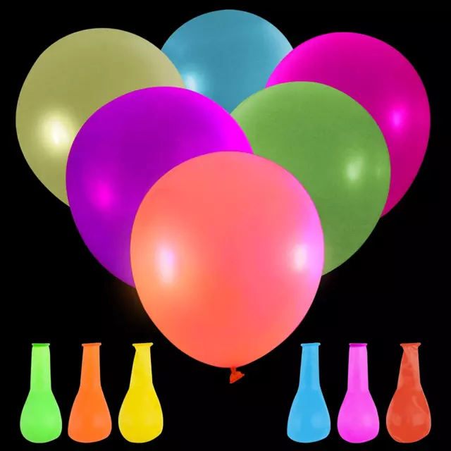 36 Pieces Neon Balloons Glow in The Dark Paint Blacklight Neon Party Latex Solid