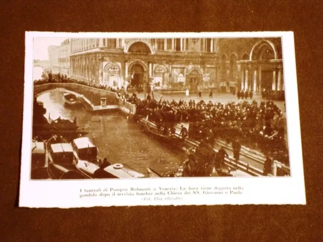 Venezia nel 1928 Funerale di Pompeo Molmenti Bara deposta sulla gondola