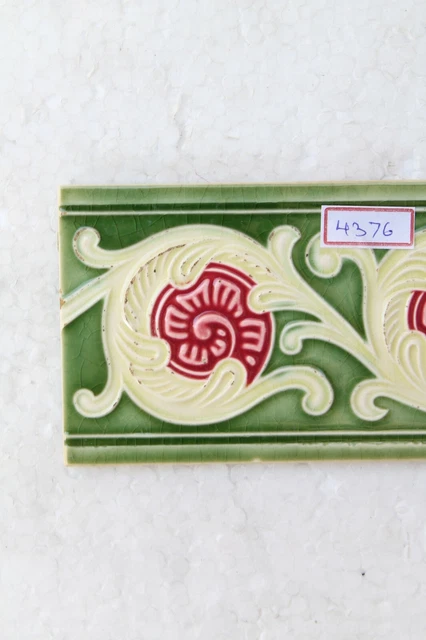 Japan antique art nouveau vintage majolica border tile c1900 Decorative NH4376 2