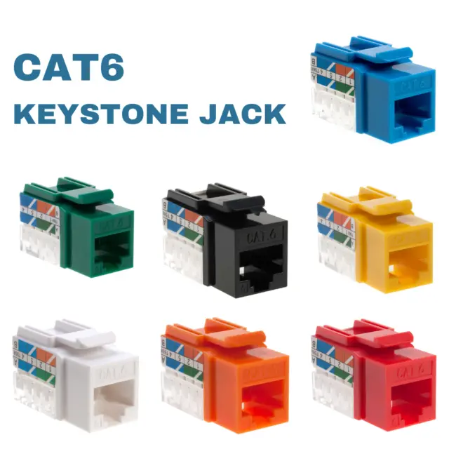 CAT6 Keystone Jack 8P8C 110 Punchdown RJ45 Network Ethernet Plug Lot Pack