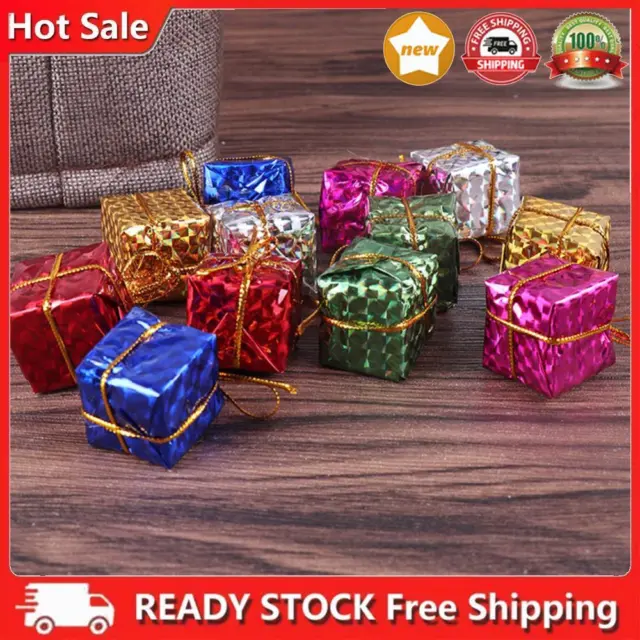 12pcs Mini Gift Boxes Shiny Christmas Tree Foam Present Box for Home Decor