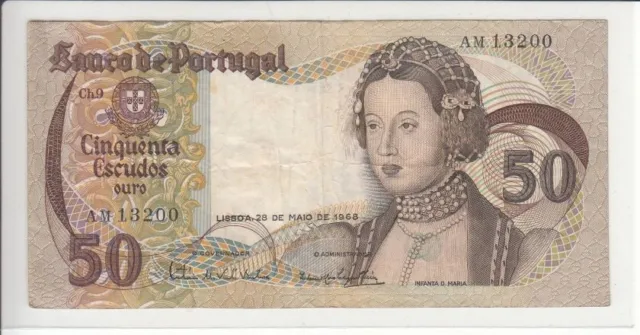 50 Escudos Banknote - Portugal - 1968