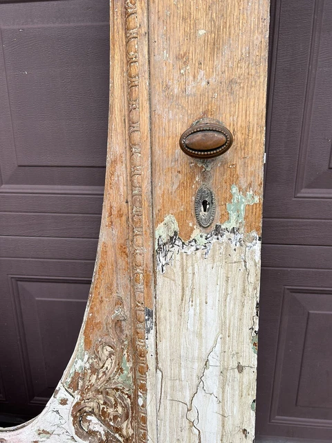 Antique Vintage Carved Wood Entry Door 5