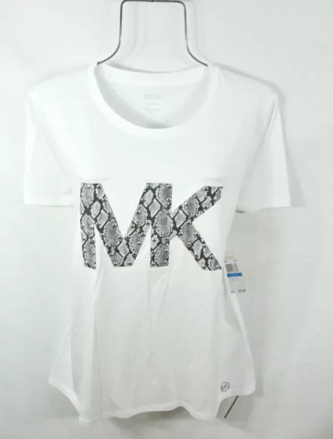 Michael Kors Women's Shirt XL White Leopard MK LOGO Tee Top Blouse T-shirt NWT