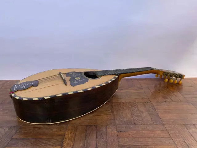 Mandoline Paul Beuscher Ancienne Incrustation De Nacre Belle Patine C3705 2