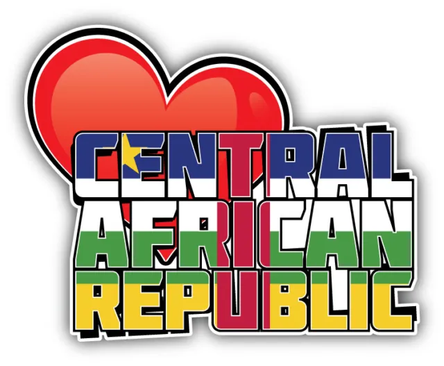 Central African Republic Art Heart Flag Travel Slogan Car Bumper Sticker Decal