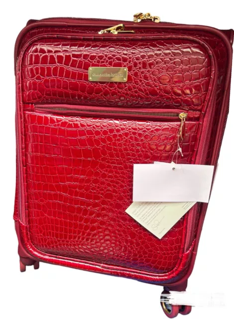 Samantha Brown 22" Croco Embossed Spinner Luggage -Burgundy-NWT