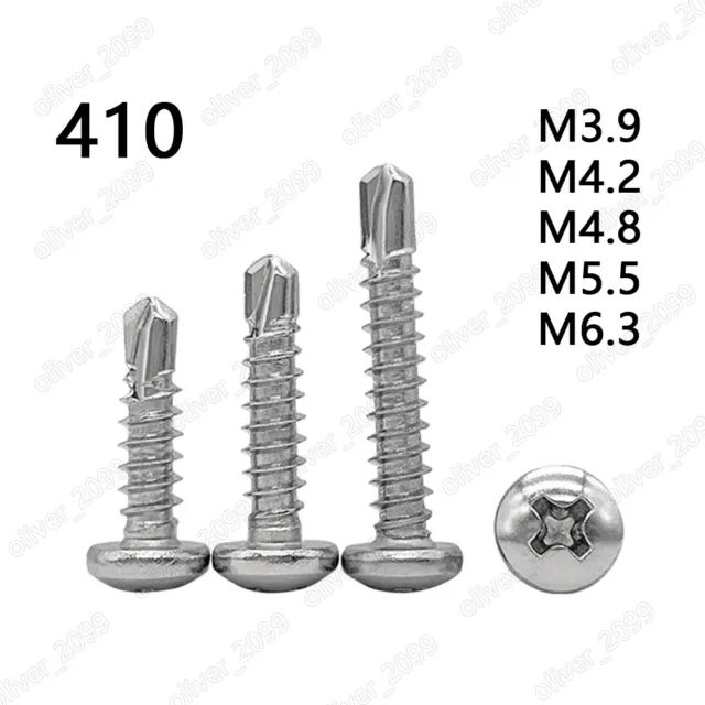 M3.9 M4.2-M6.3 410 Stainless Steel Phillips Pan Head Self-Drilling Screws Tek