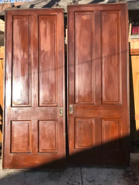 Antique pocket doors with original hardware and sliding track 96 x 36