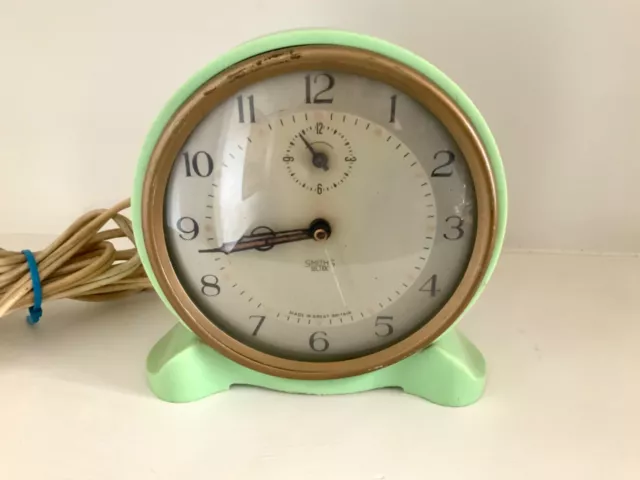 Rare Green Bakelite Smiths Sectric Great Britain Mantle Clock Art Deco Electric