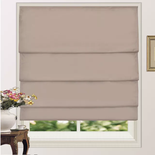 Roman Shade Blind 100% Blackout Pleated  Microfiber  With Coating 4Colors