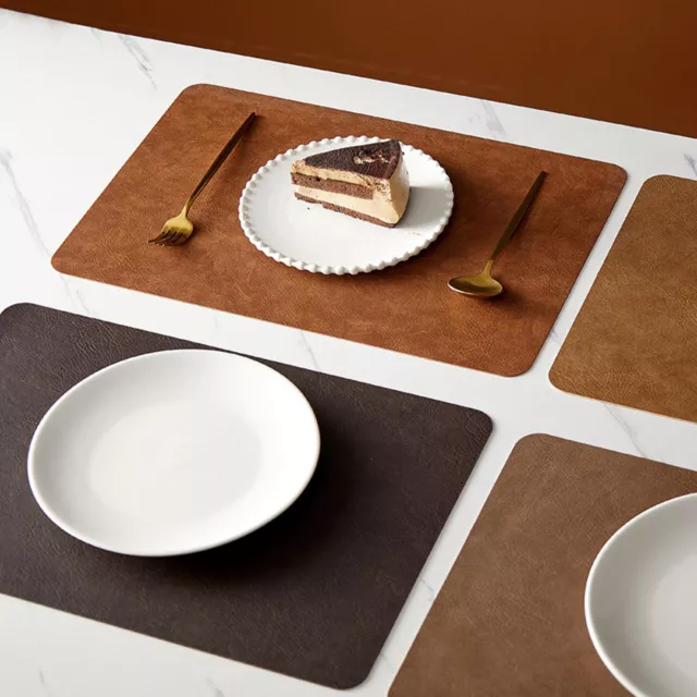 Faux Leather Solid Color Placemat Rectangular Double Side Place Mat For Kitchen 3
