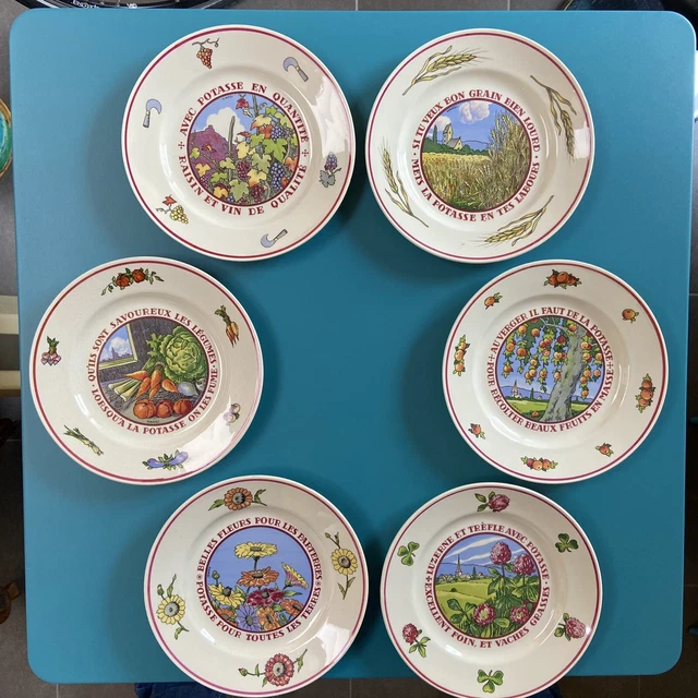 série 6 assiettes  en faience  orchies HANSI potasse alsace TBE