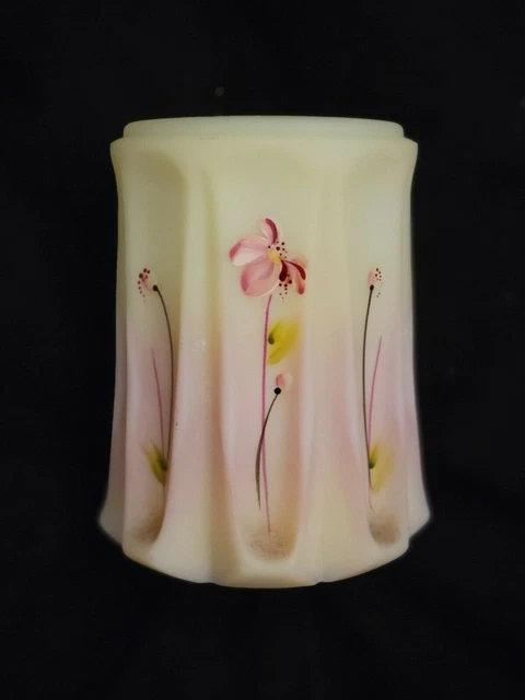 Fenton Burmese Floral Hand Painted Persian Tent Candy Box No Lid Signed