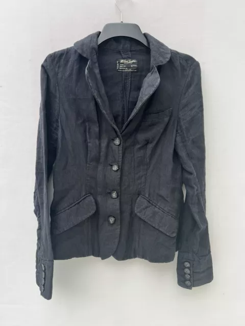 All Saints Spitalfields Vintage Black Linen Jacket Blazer Womens Size 14 19" PTP