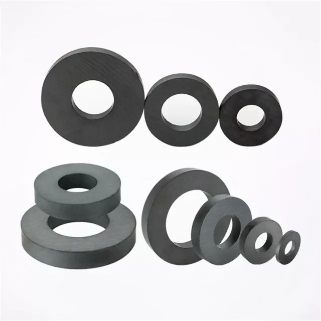 2PCS Ring Ferrite Magnet Hole 22~40mm Permanent Magnets Black Round