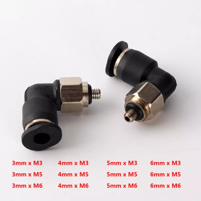 M3 M5 M6 Metric Male Thread Push-in Fittings Elbow Adapter / 3 4 5 6mm Tube Hose