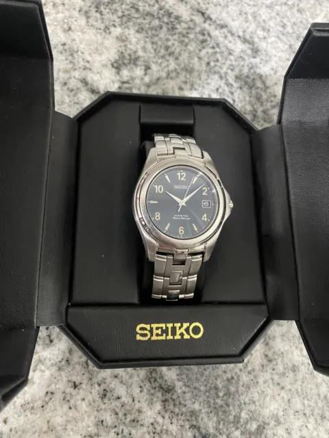 SEIKO KINETIC AUTO Relay Stainless Steel Mens Watch 5J22-0869 With